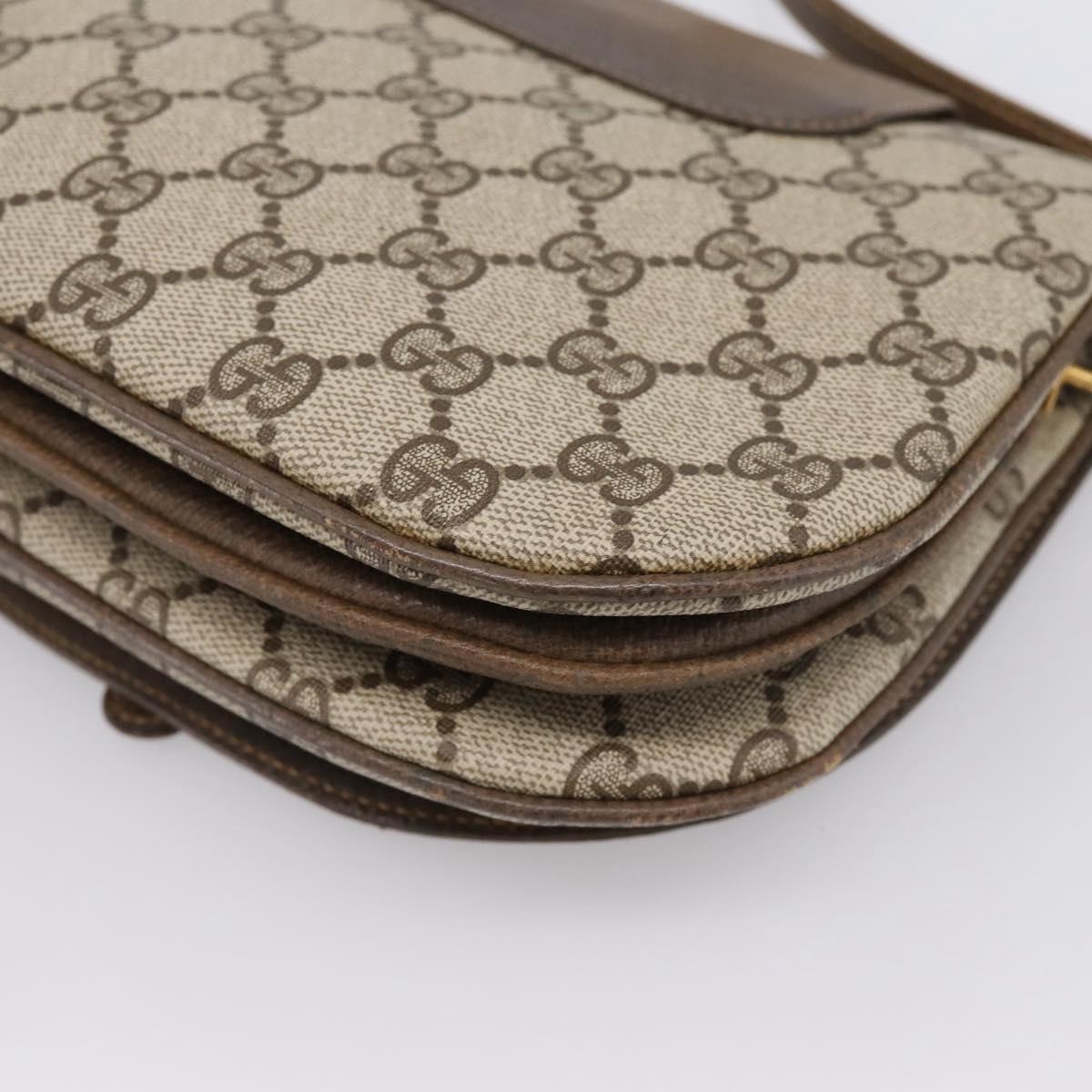 GUCCI GG Supreme Shoulder Bag PVC Leather Beige Gold Auth 201924