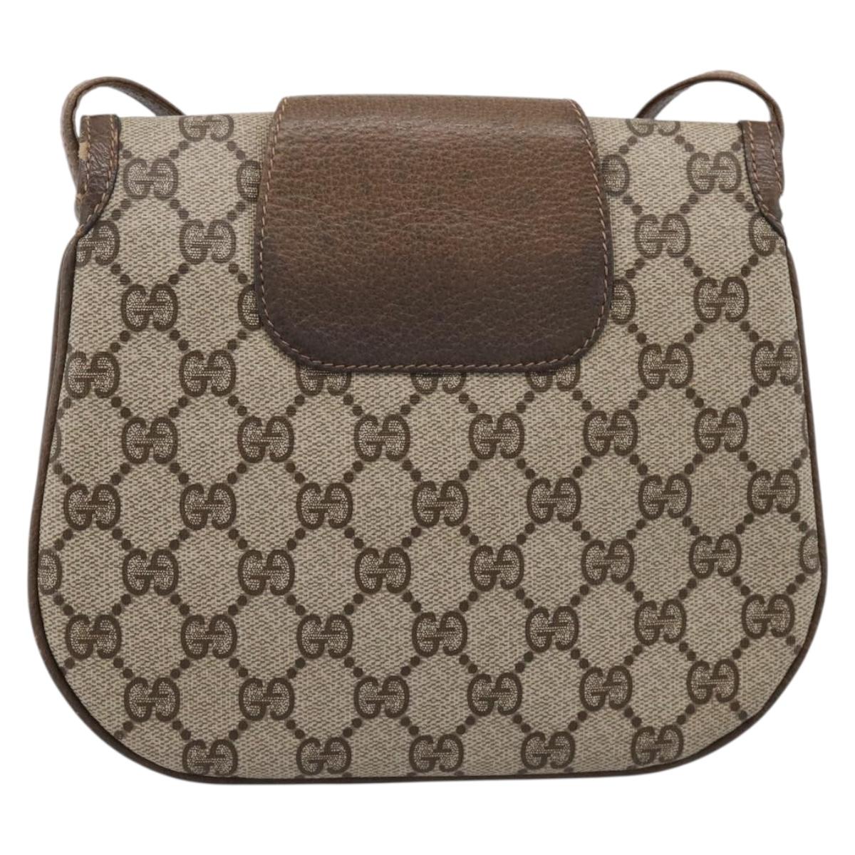 GUCCI GG Supreme Shoulder Bag PVC Leather Beige Gold Auth 201924