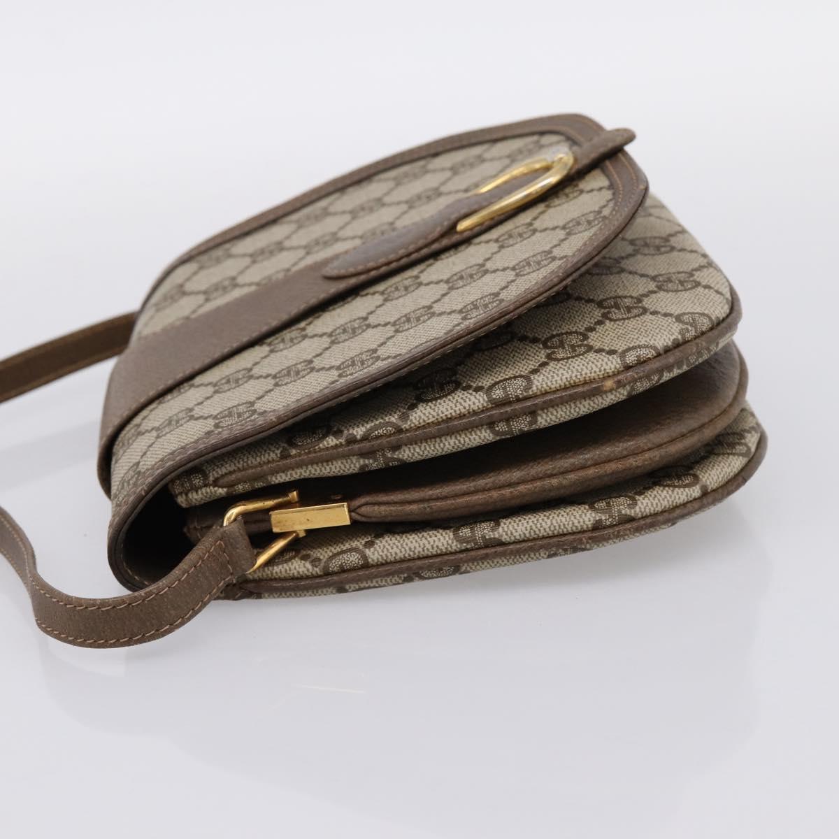 GUCCI GG Supreme Shoulder Bag PVC Leather Beige Gold Auth 201924