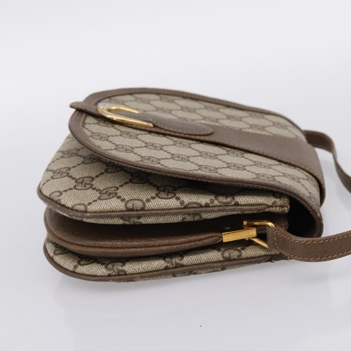 GUCCI GG Supreme Shoulder Bag PVC Leather Beige Gold Auth 201924