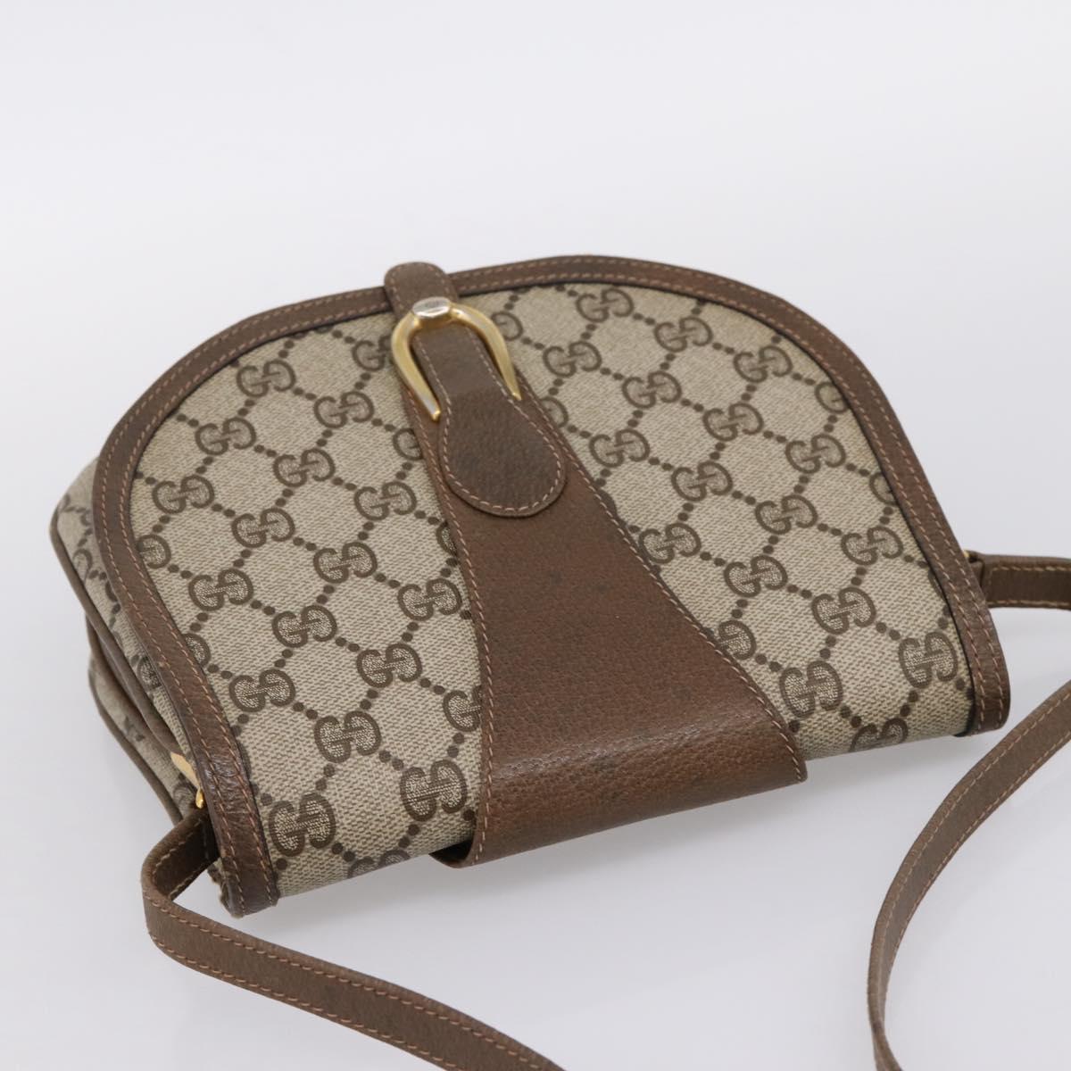GUCCI GG Supreme Shoulder Bag PVC Leather Beige Gold Auth 201924