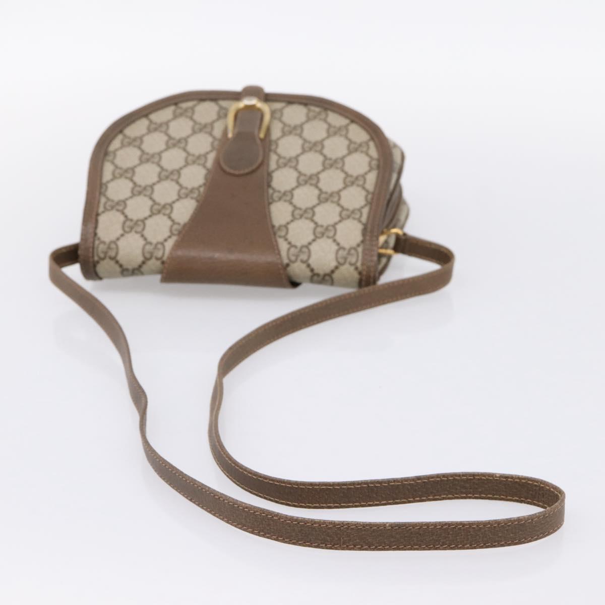 GUCCI GG Supreme Shoulder Bag PVC Leather Beige Gold Auth 201924