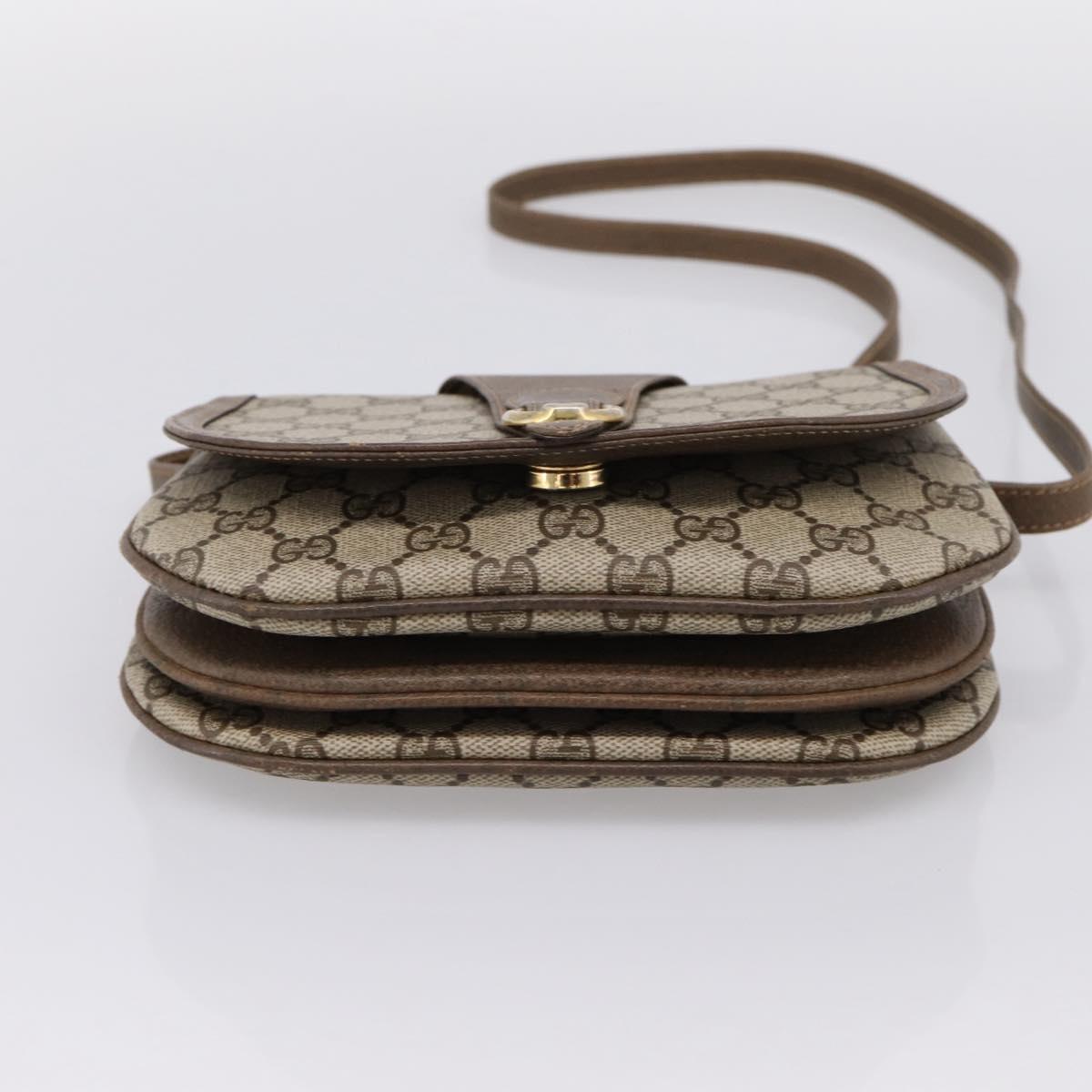 GUCCI GG Supreme Shoulder Bag PVC Leather Beige Gold Auth 201924