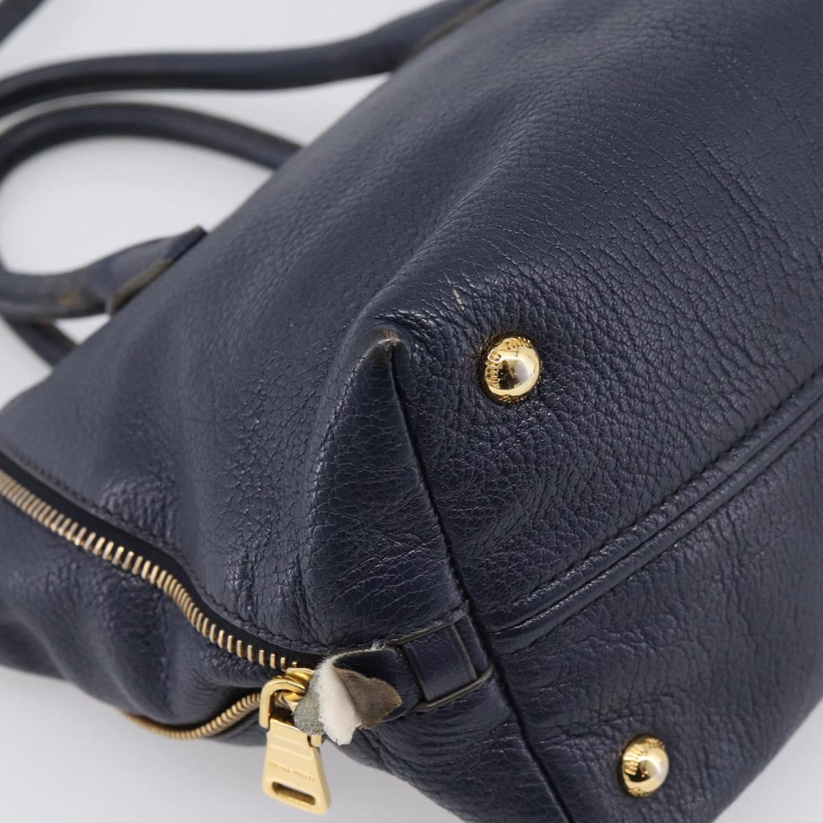 Miu Miu Hand Bag Leather 2way Navy Gold Auth 201925