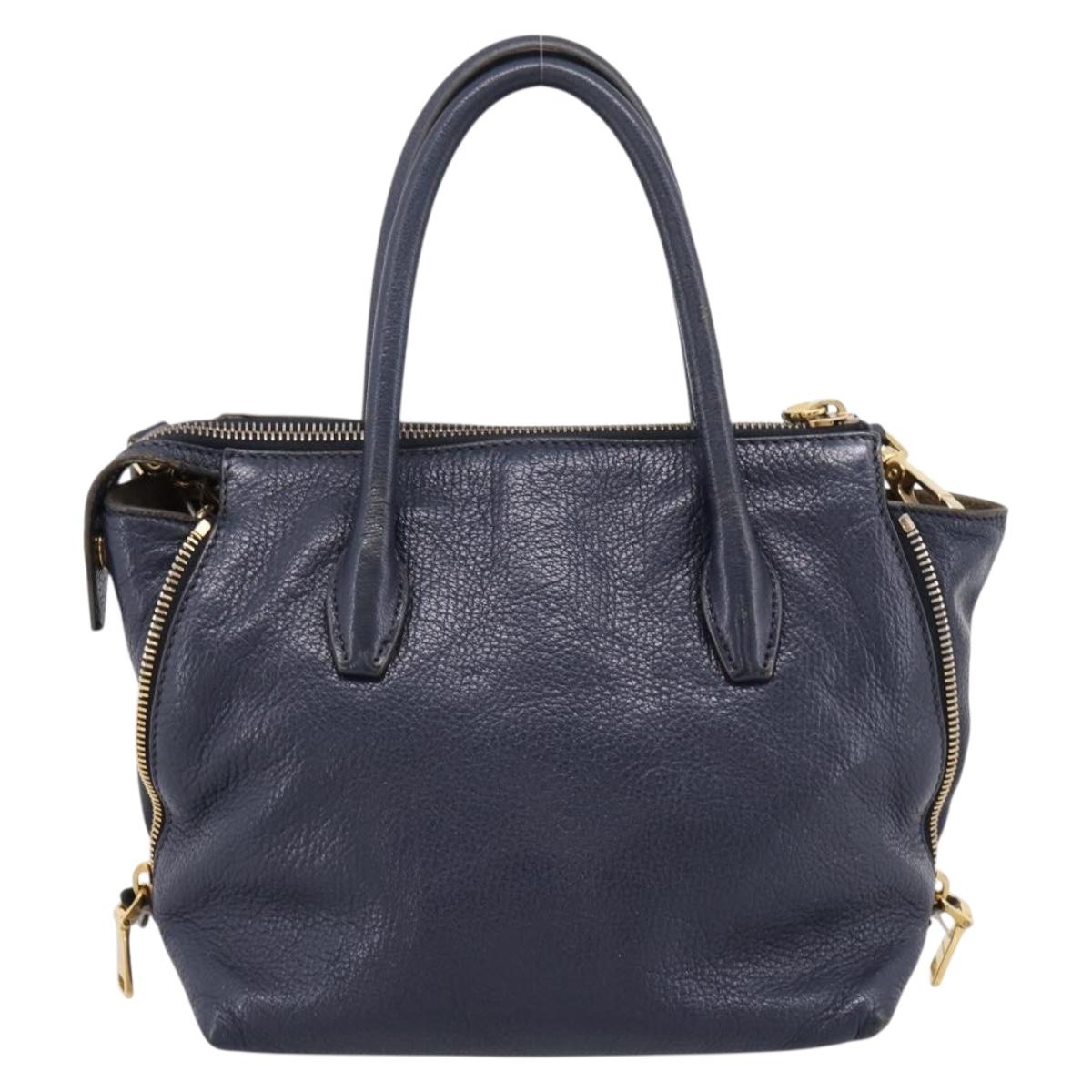 Miu Miu Hand Bag Leather 2way Navy Gold Auth 201925