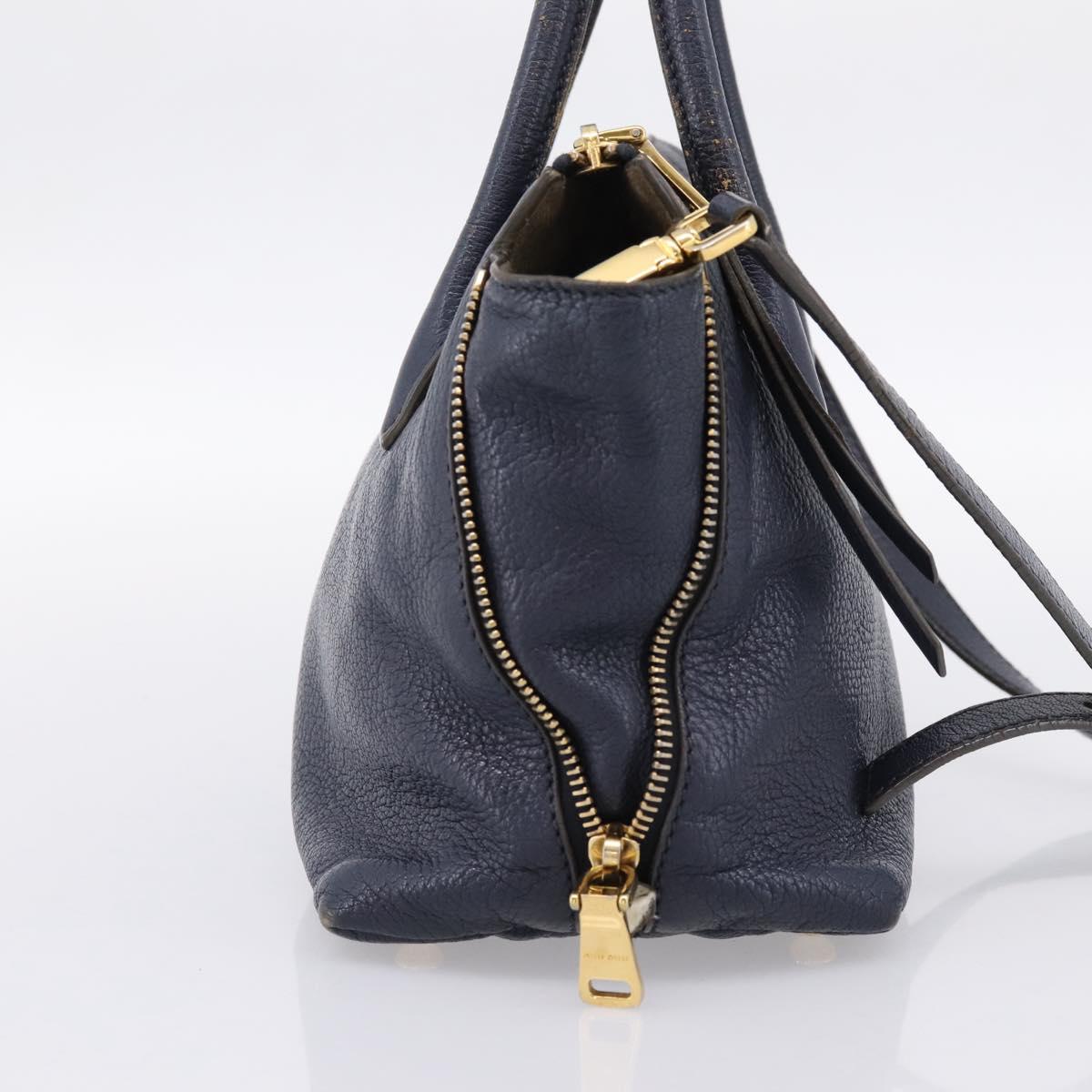 Miu Miu Hand Bag Leather 2way Navy Gold Auth 201925