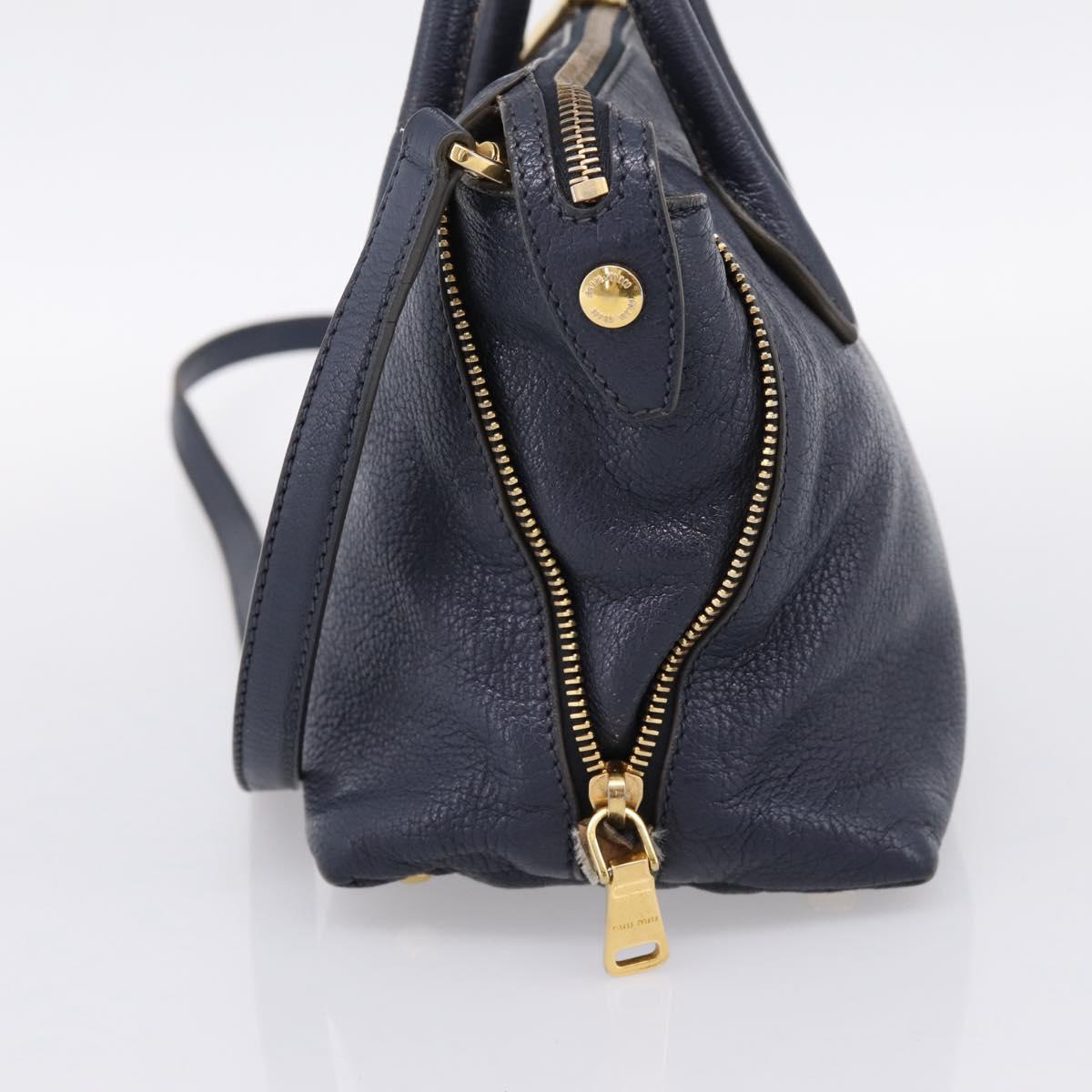 Miu Miu Hand Bag Leather 2way Navy Gold Auth 201925