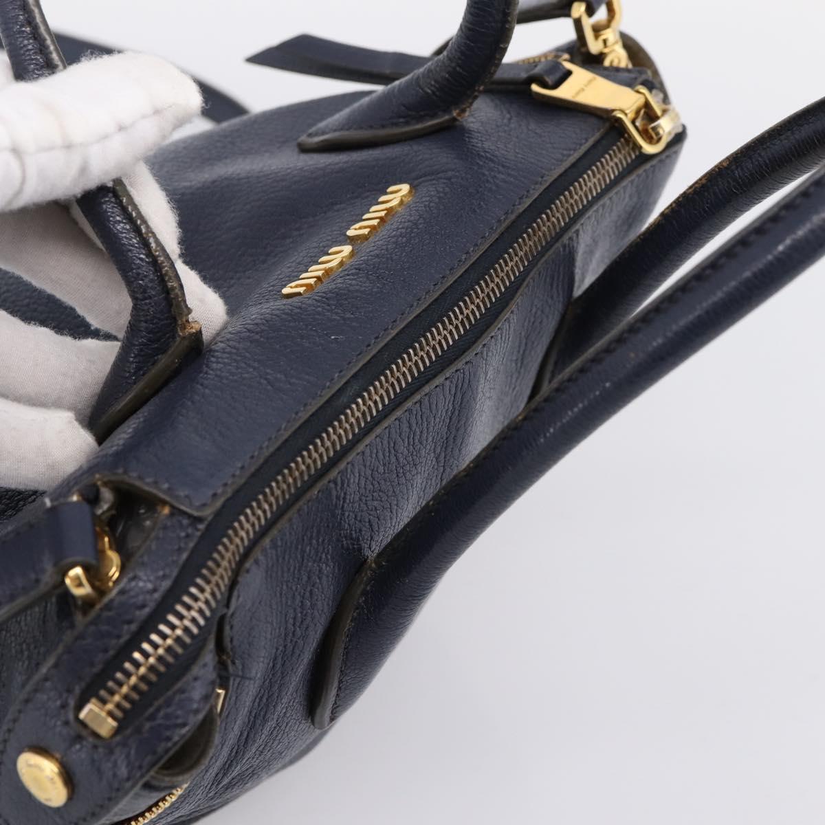 Miu Miu Hand Bag Leather 2way Navy Gold Auth 201925