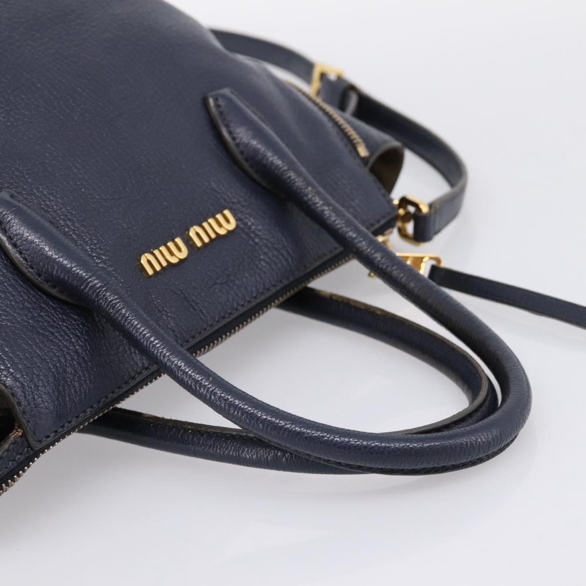 Miu Miu Hand Bag Leather 2way Navy Gold Auth 201925