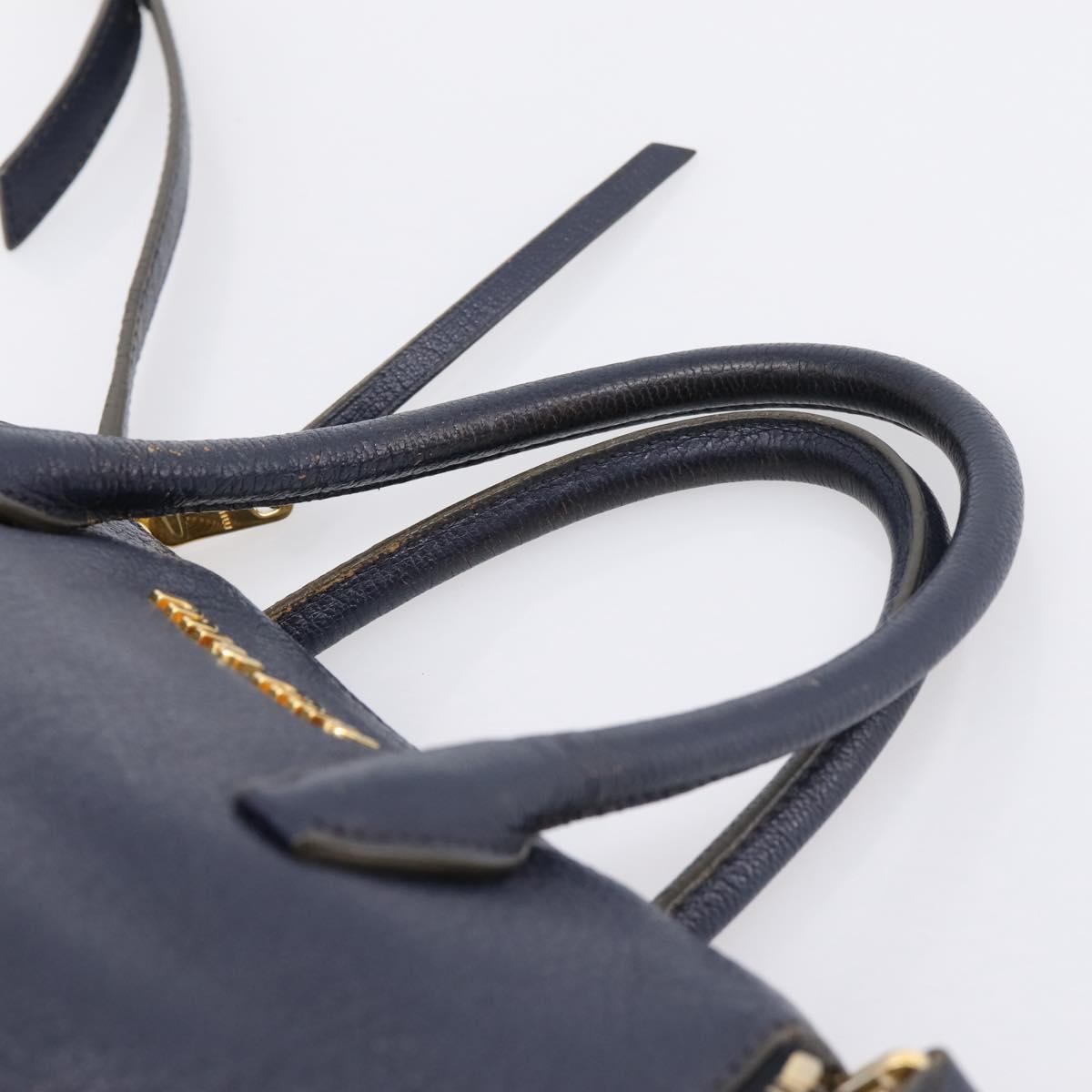 Miu Miu Hand Bag Leather 2way Navy Gold Auth 201925