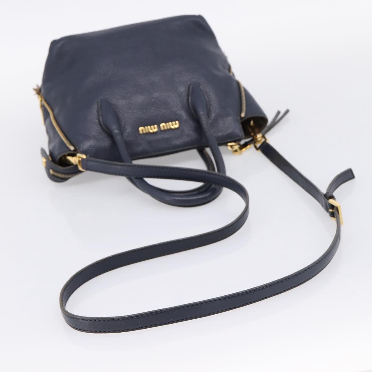 Miu Miu Hand Bag Leather 2way Navy Gold Auth 201925