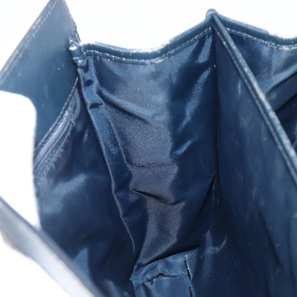Christian Dior Trotter Canvas Hand Bag Navy Gold Auth 201927