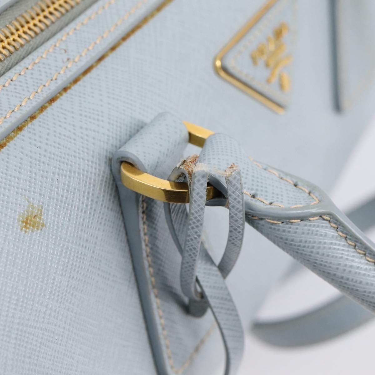 PRADA Boston Bag Saffiano leather 2way Light Blue Gold Auth 201928A