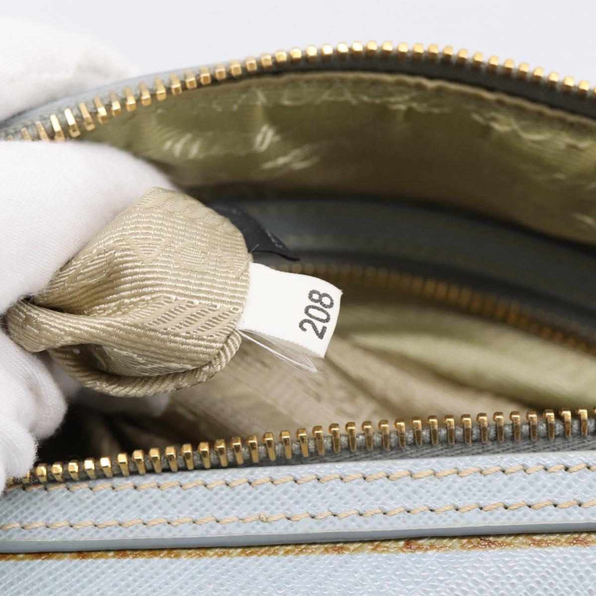 PRADA Boston Bag Saffiano leather 2way Light Blue Gold Auth 201928A
