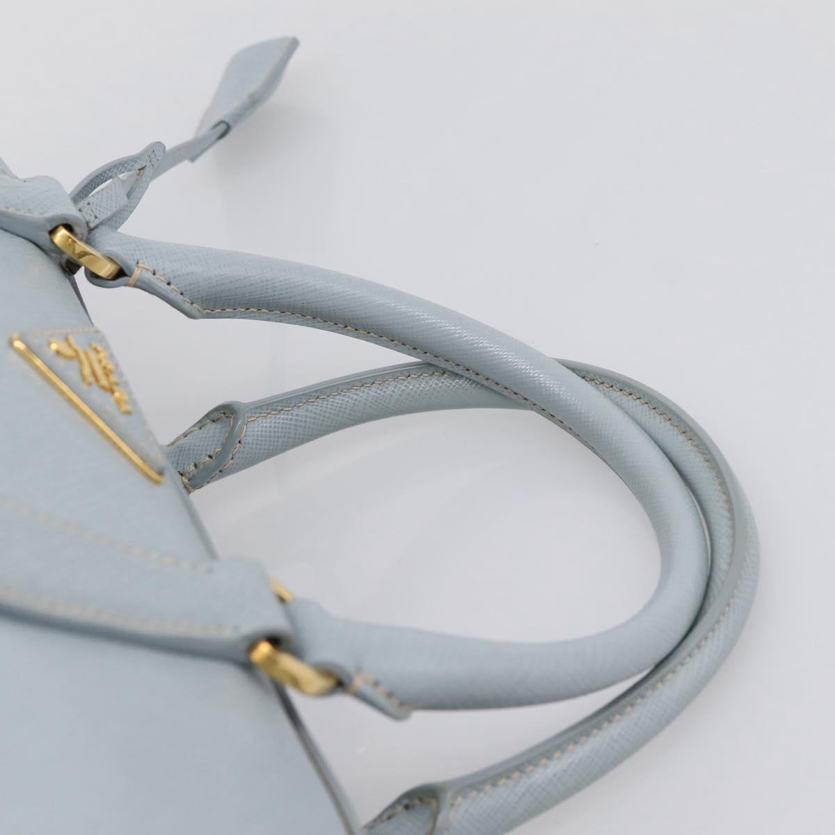 PRADA Boston Bag Saffiano leather 2way Light Blue Gold Auth 201928A
