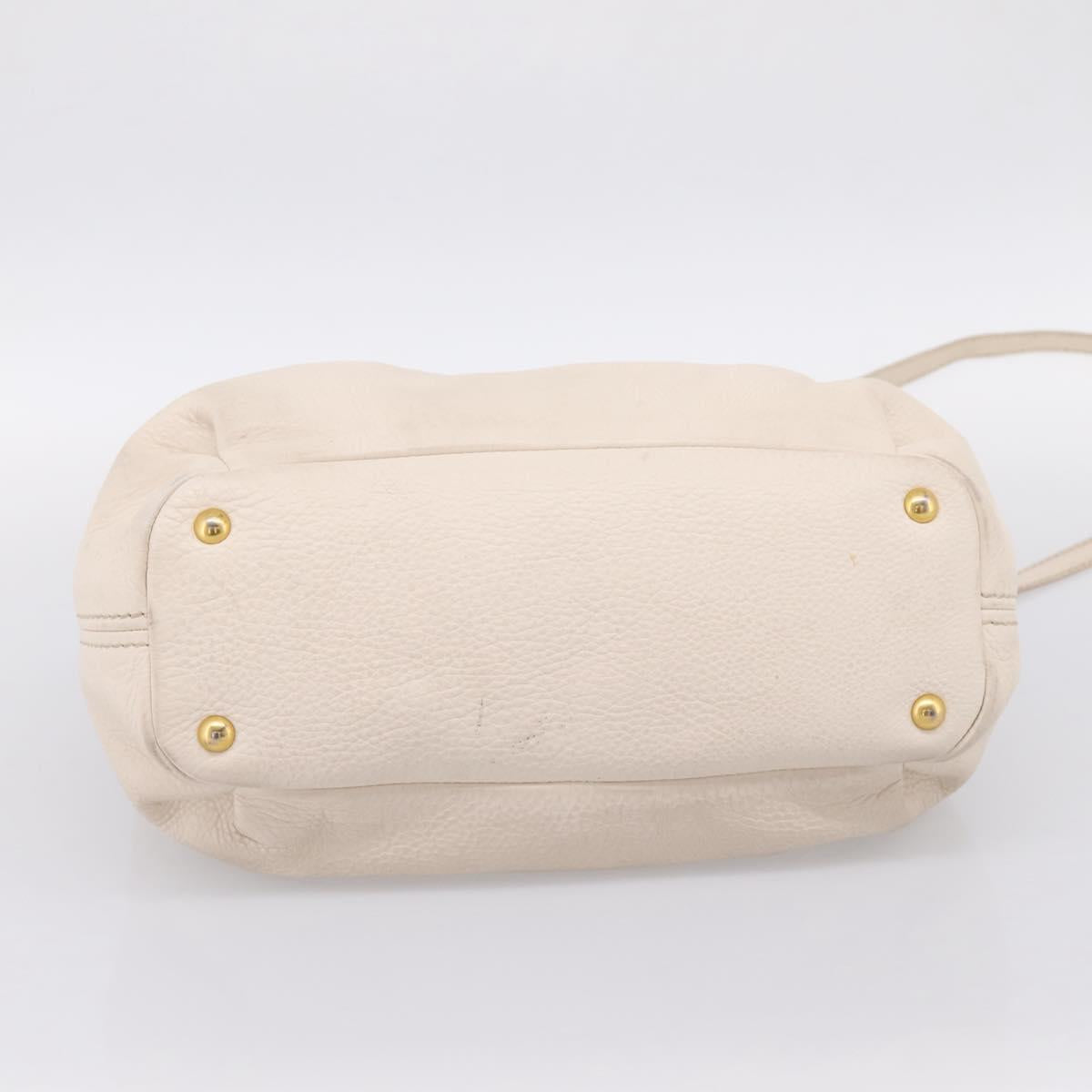 Miu Miu Hand Bag Vittero Dino Leather 2way Ivory Gold Auth 201929A