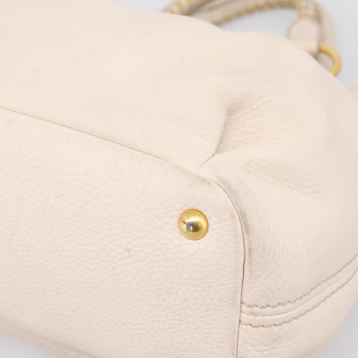 Miu Miu Hand Bag Vittero Dino Leather 2way Ivory Gold Auth 201929A