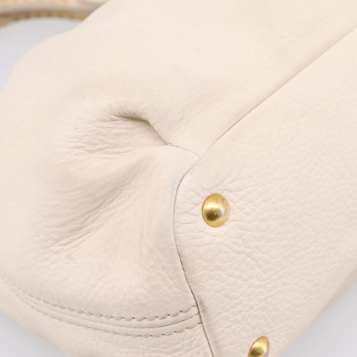 Miu Miu Hand Bag Vittero Dino Leather 2way Ivory Gold Auth 201929A