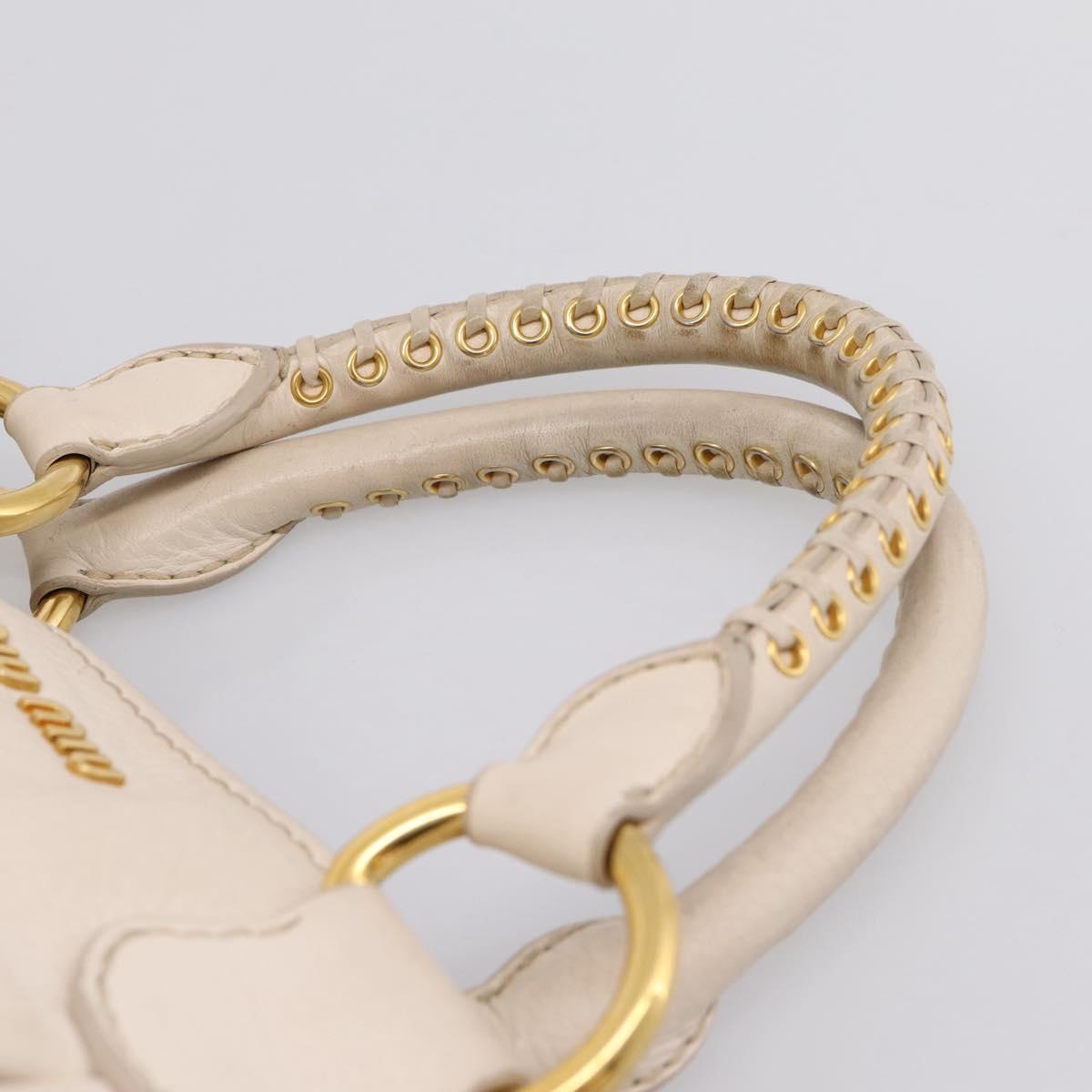 Miu Miu Hand Bag Vittero Dino Leather 2way Ivory Gold Auth 201929A