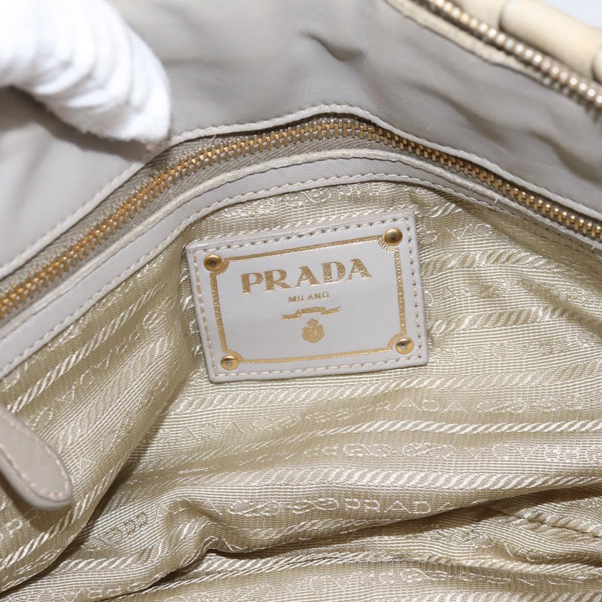 PRADA Gathered Hand Bag Nylon 2way Beige Gold Auth 201930
