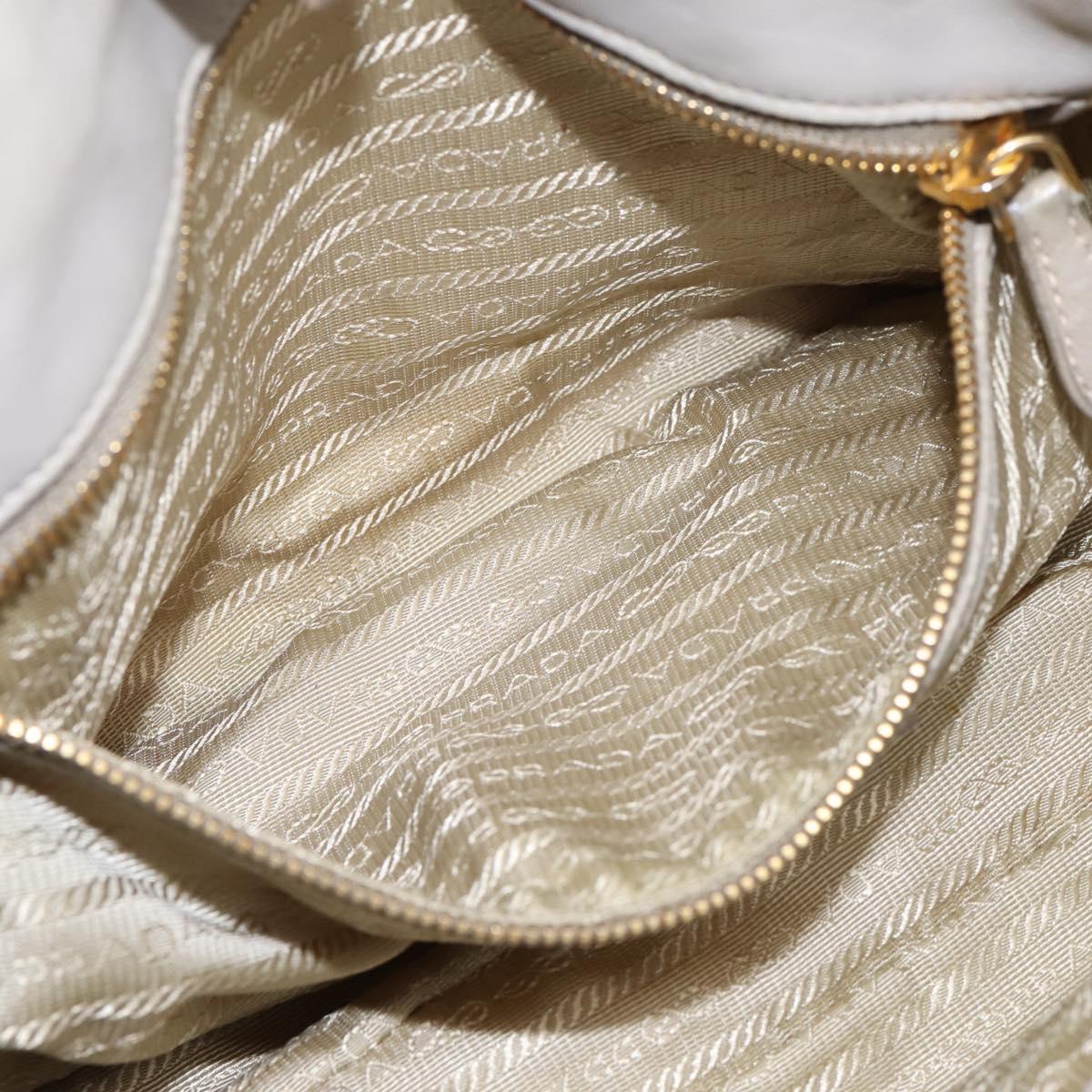 PRADA Gathered Hand Bag Nylon 2way Beige Gold Auth 201930