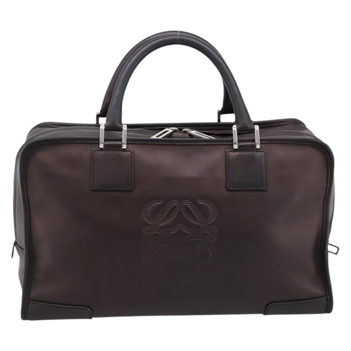LOEWE Amazona 36 Hand Bag Leather Bronze Silver Auth 201931V