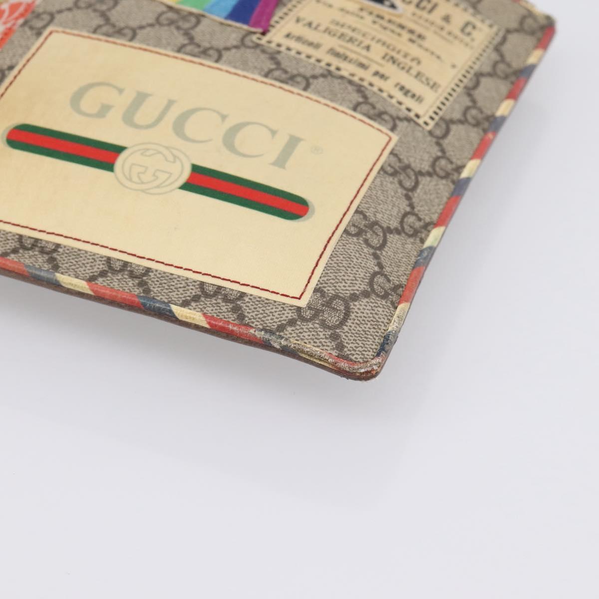 GUCCI GG Supreme Courier Clutch Bag PVC Beige 473915 Auth 201932A