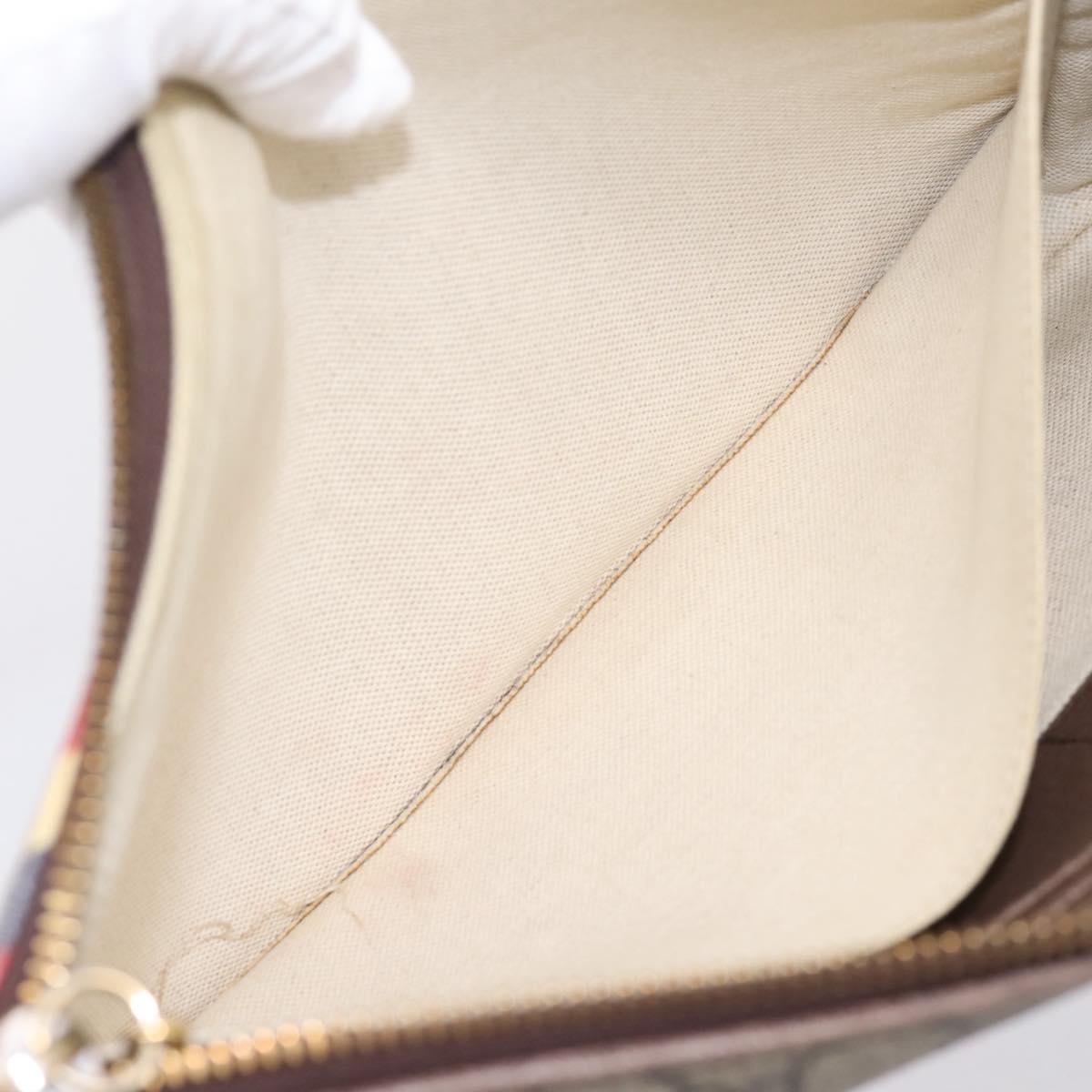 GUCCI GG Supreme Courier Clutch Bag PVC Beige 473915 Auth 201932A
