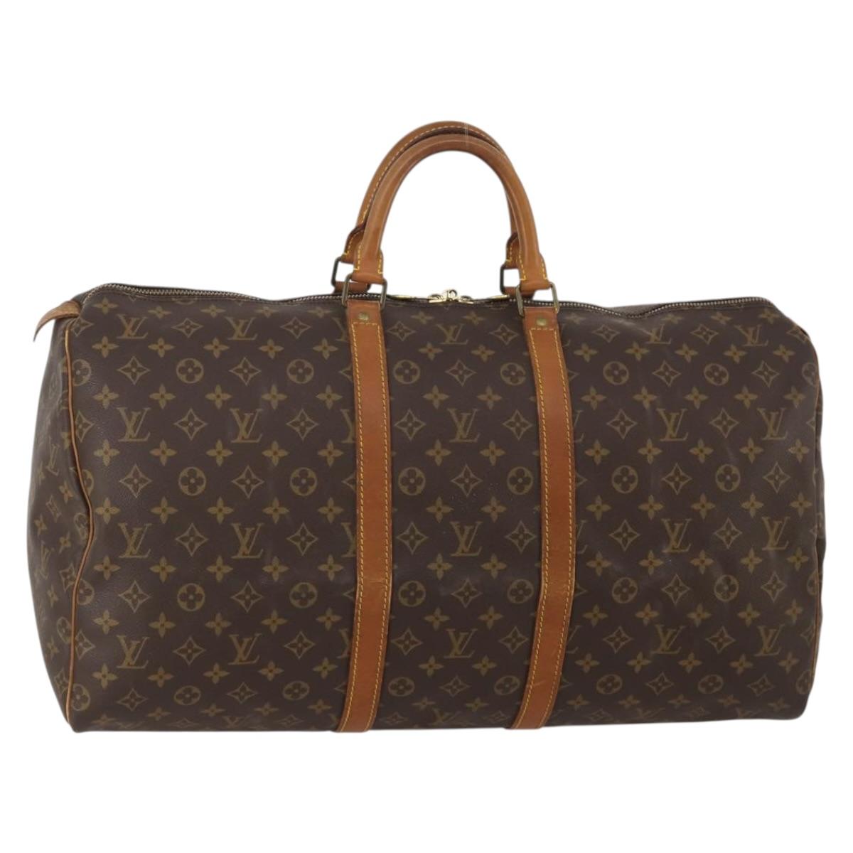 LOUIS VUITTON Monogram Keepall 55 Boston Bag M41424 LV Auth 201933