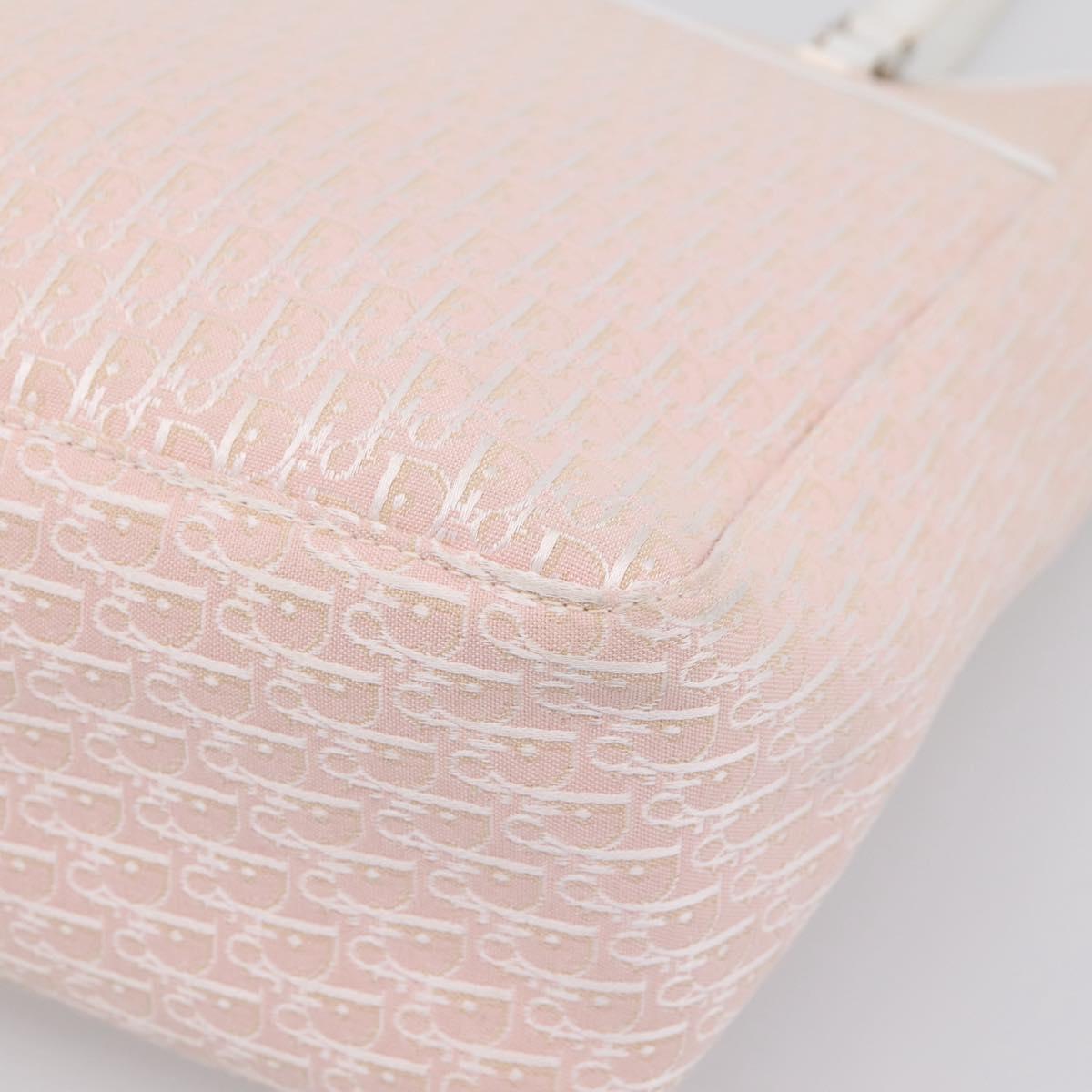 Christian Dior Trotter Canvas Tote Bag Pink Silver Auth 201935A