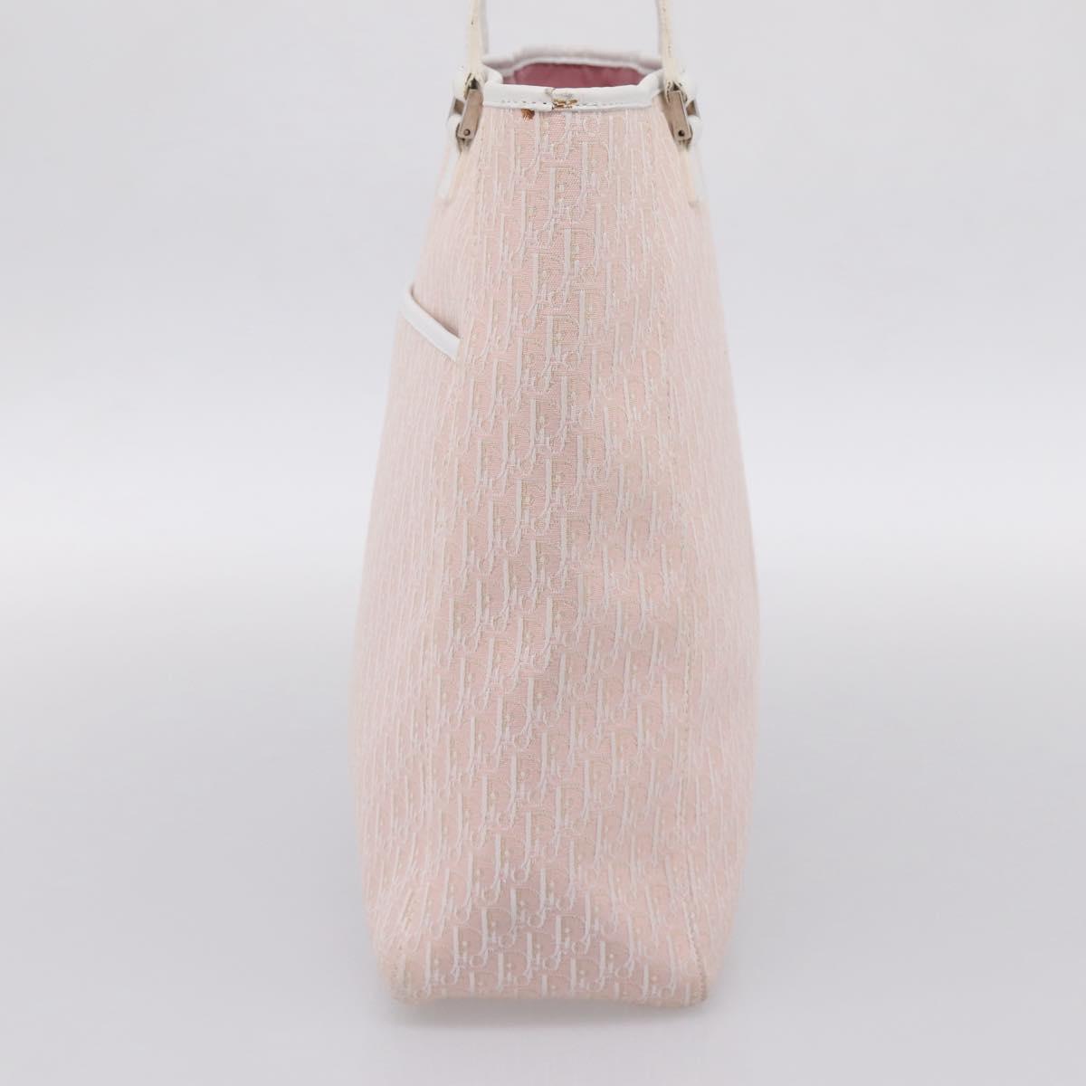 Christian Dior Trotter Canvas Tote Bag Pink Silver Auth 201935A