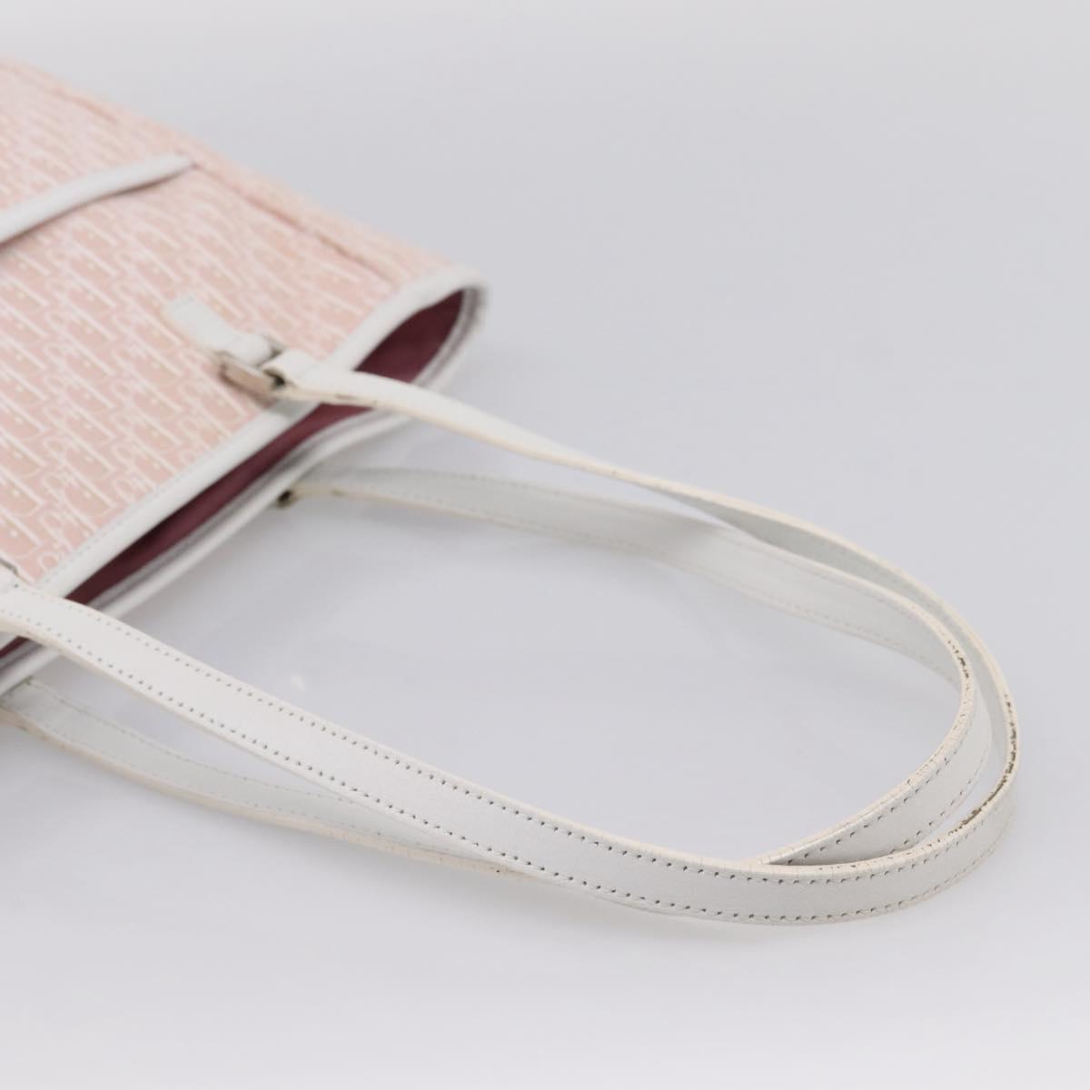 Christian Dior Trotter Canvas Tote Bag Pink Silver Auth 201935A