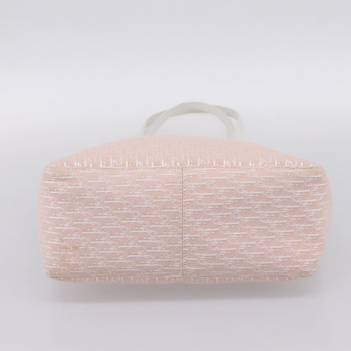 Christian Dior Trotter Canvas Tote Bag Pink Silver Auth 201935A