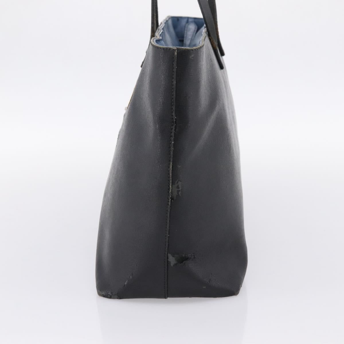 FENDI Monster Tote Bag Leather Black Silver Auth 201937