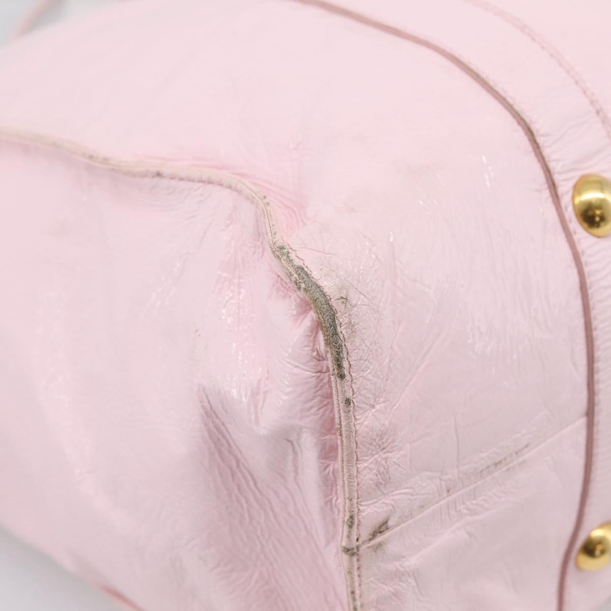 Miu Miu Tote Bag Patent leather Pink Gold Auth 201938