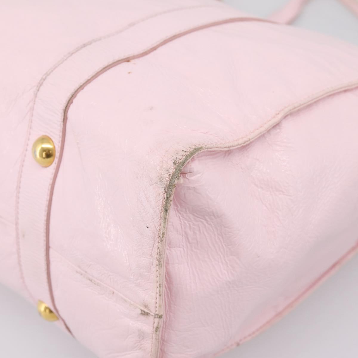 Miu Miu Tote Bag Patent leather Pink Gold Auth 201938
