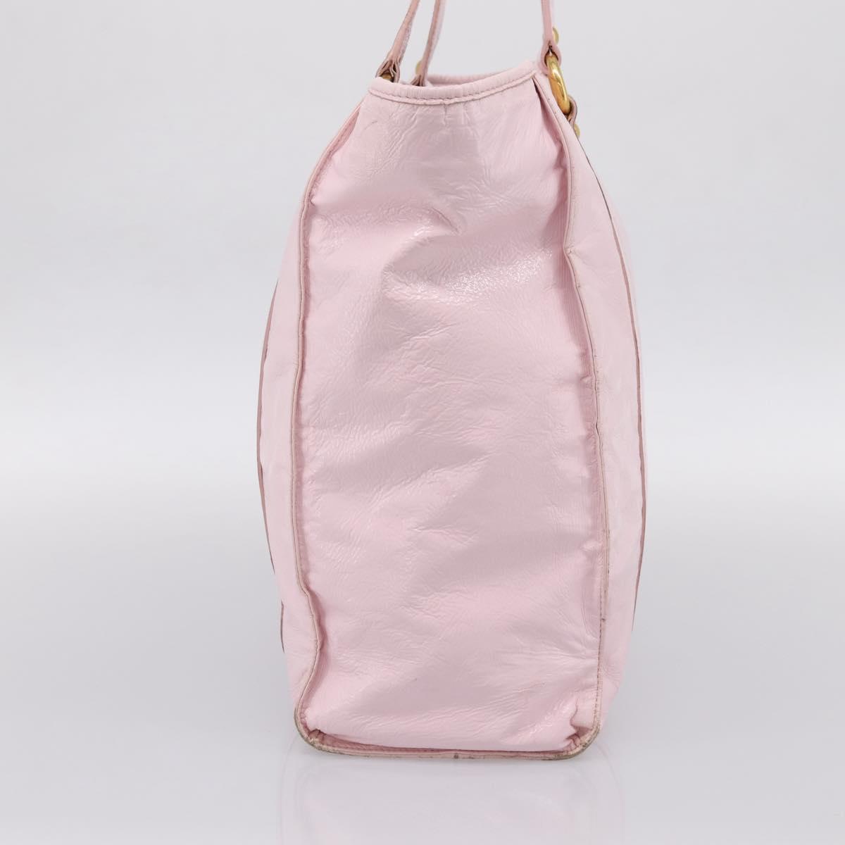 Miu Miu Tote Bag Patent leather Pink Gold Auth 201938