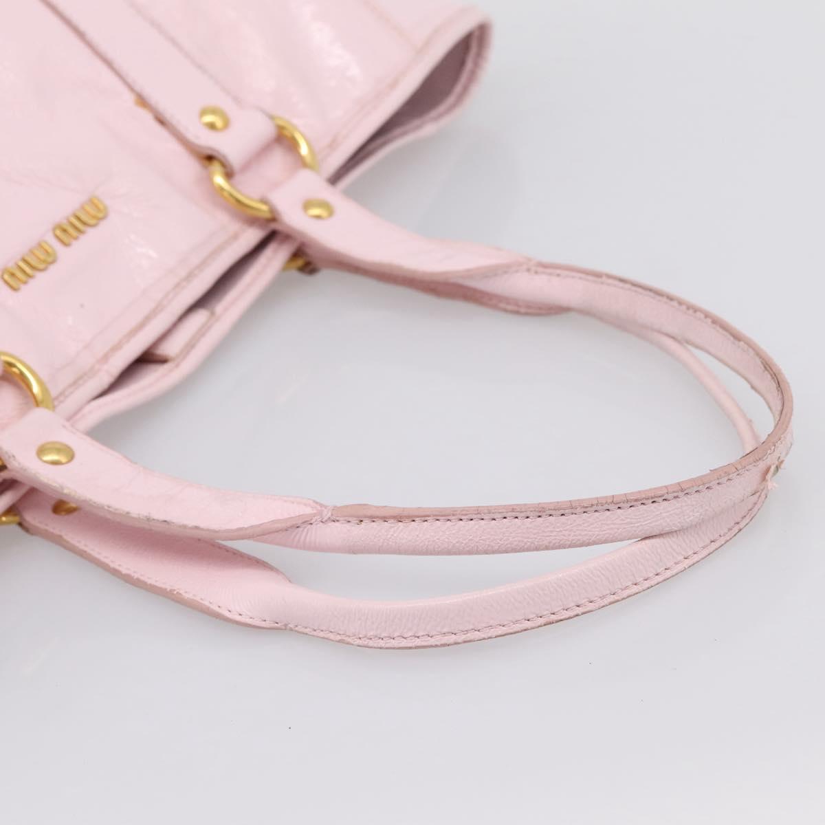 Miu Miu Tote Bag Patent leather Pink Gold Auth 201938