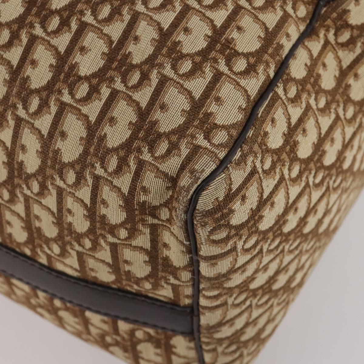 Christian Dior Trotter Canvas Boston Bag Brown Gold Auth 201940