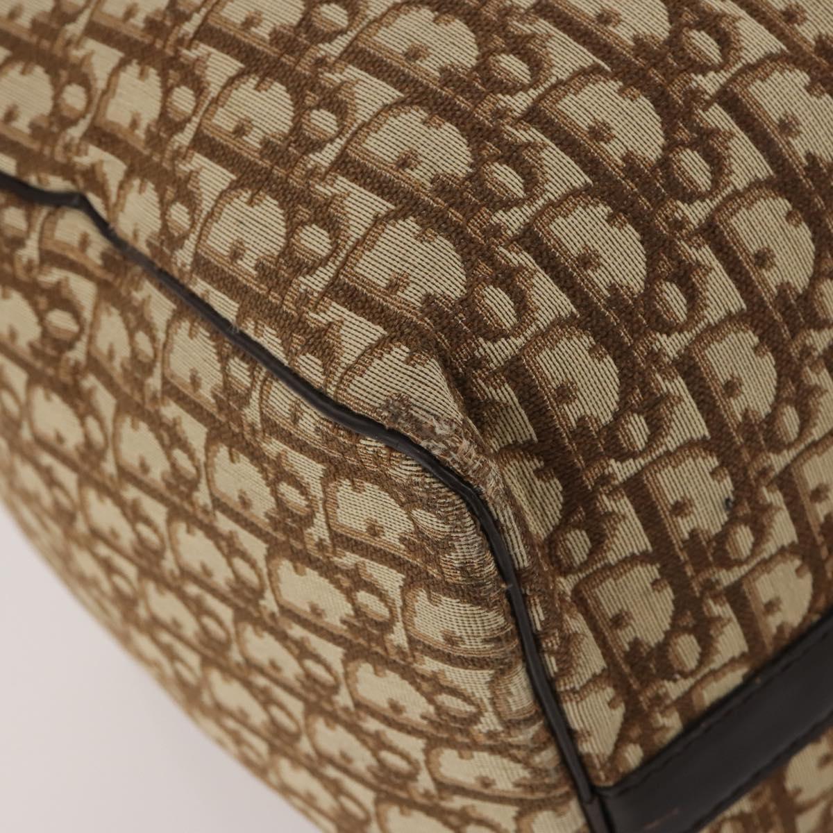 Christian Dior Trotter Canvas Boston Bag Brown Gold Auth 201940