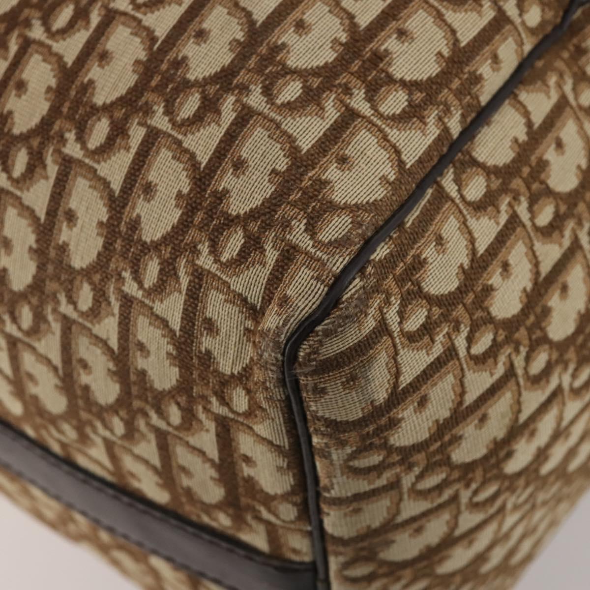 Christian Dior Trotter Canvas Boston Bag Brown Gold Auth 201940