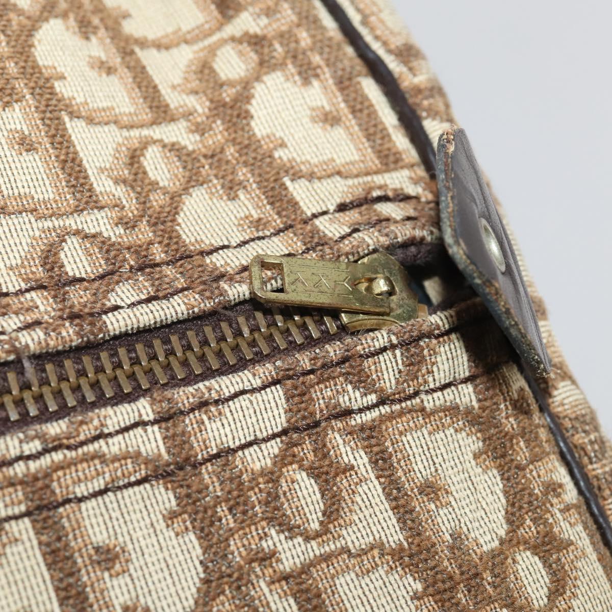 Christian Dior Trotter Canvas Boston Bag Brown Gold Auth 201940