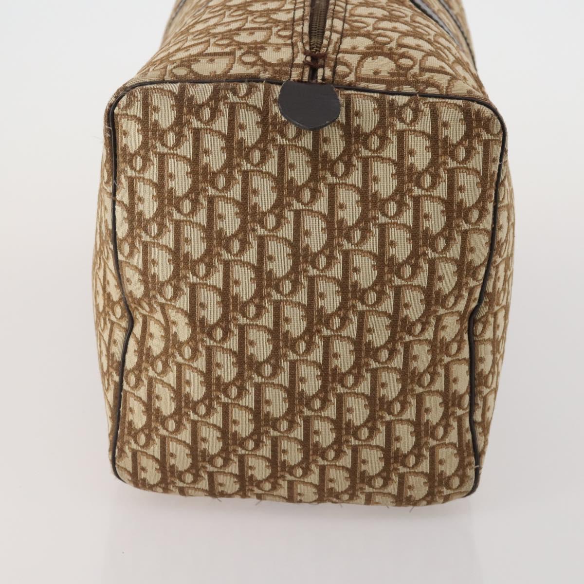 Christian Dior Trotter Canvas Boston Bag Brown Gold Auth 201940
