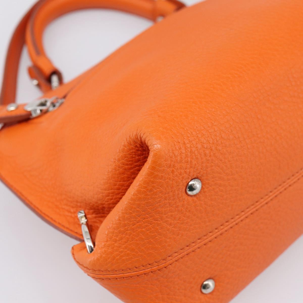 Salvatore Ferragamo Sofia Gancini Bag Leather 2way Orange Silver Auth 201941A