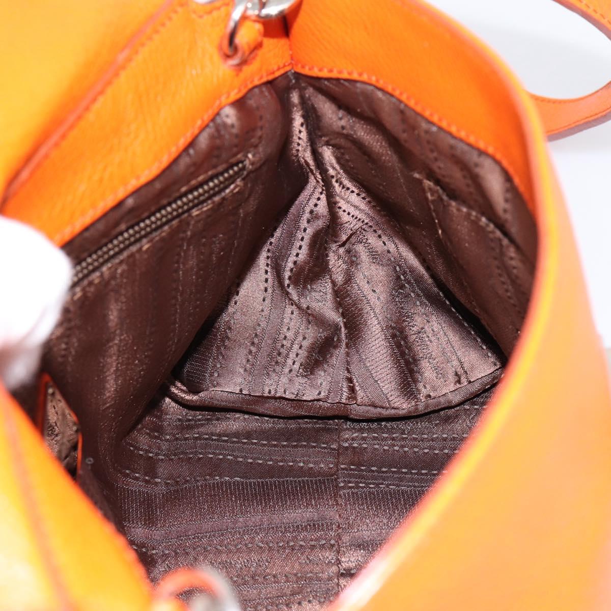 Salvatore Ferragamo Sofia Gancini Bag Leather 2way Orange Silver Auth 201941A