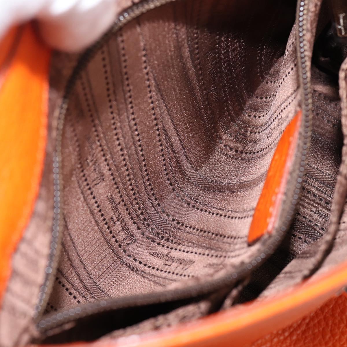 Salvatore Ferragamo Sofia Gancini Bag Leather 2way Orange Silver Auth 201941A