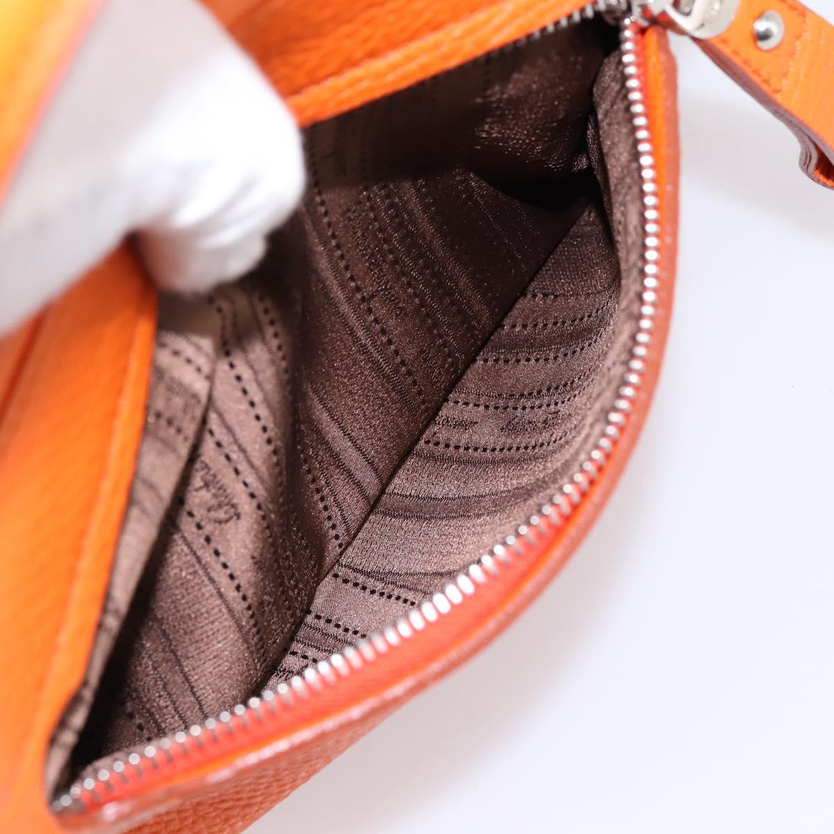 Salvatore Ferragamo Sofia Gancini Bag Leather 2way Orange Silver Auth 201941A