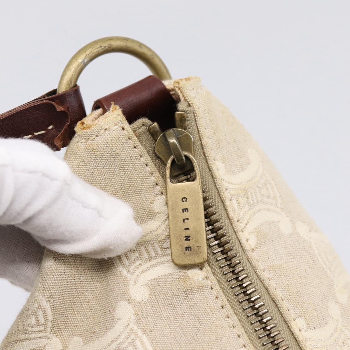 CELINE Macadam Canvas Shoulder Bag Beige Gold Auth 201944