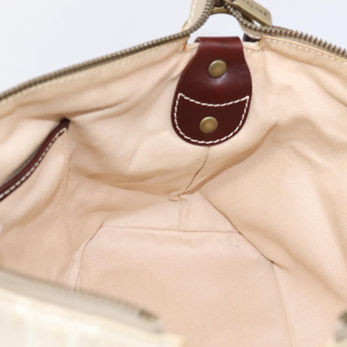 CELINE Macadam Canvas Shoulder Bag Beige Gold Auth 201944