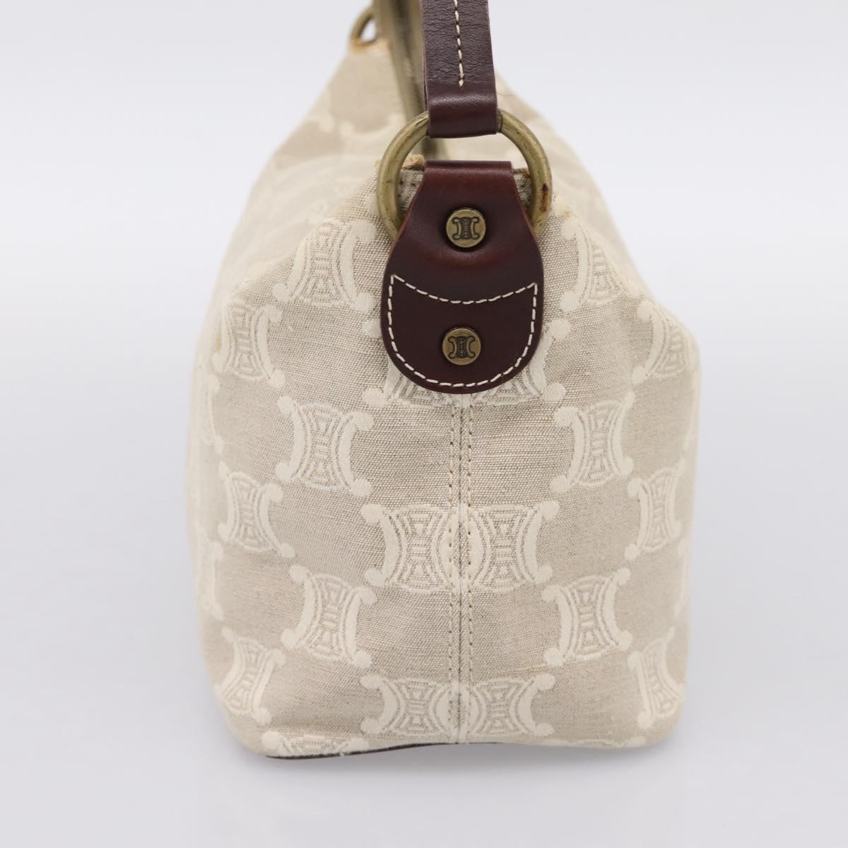 CELINE Macadam Canvas Shoulder Bag Beige Gold Auth 201944